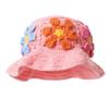 Women Plush Hat Bowler Hat Knitted Hat Breathable Handmade Crochet Vibrant Floral Pattern Cute Hollow Ruffles Colorful 56-58cm