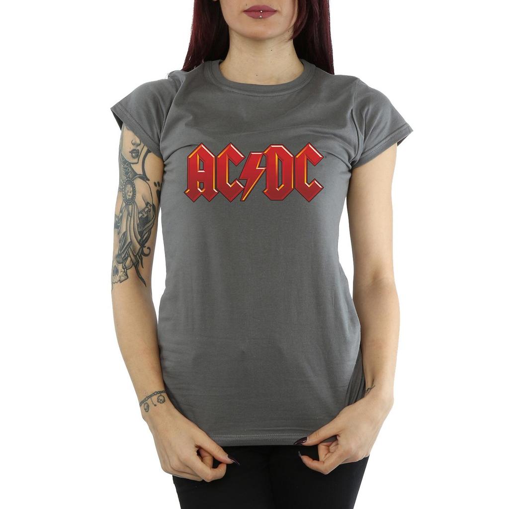AC/DC Womens/Ladies Dark Red Logo Cotton T-Shirt