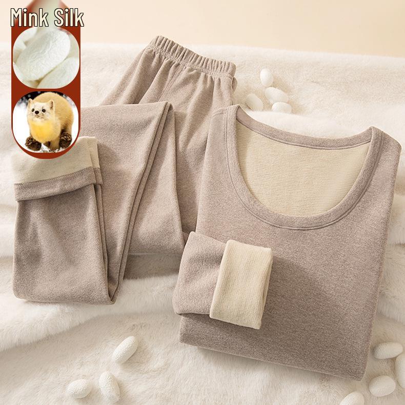 Mink Velvet Cashmere Silk Thermal Underwear Set for Men & Women - Autumn/Winter