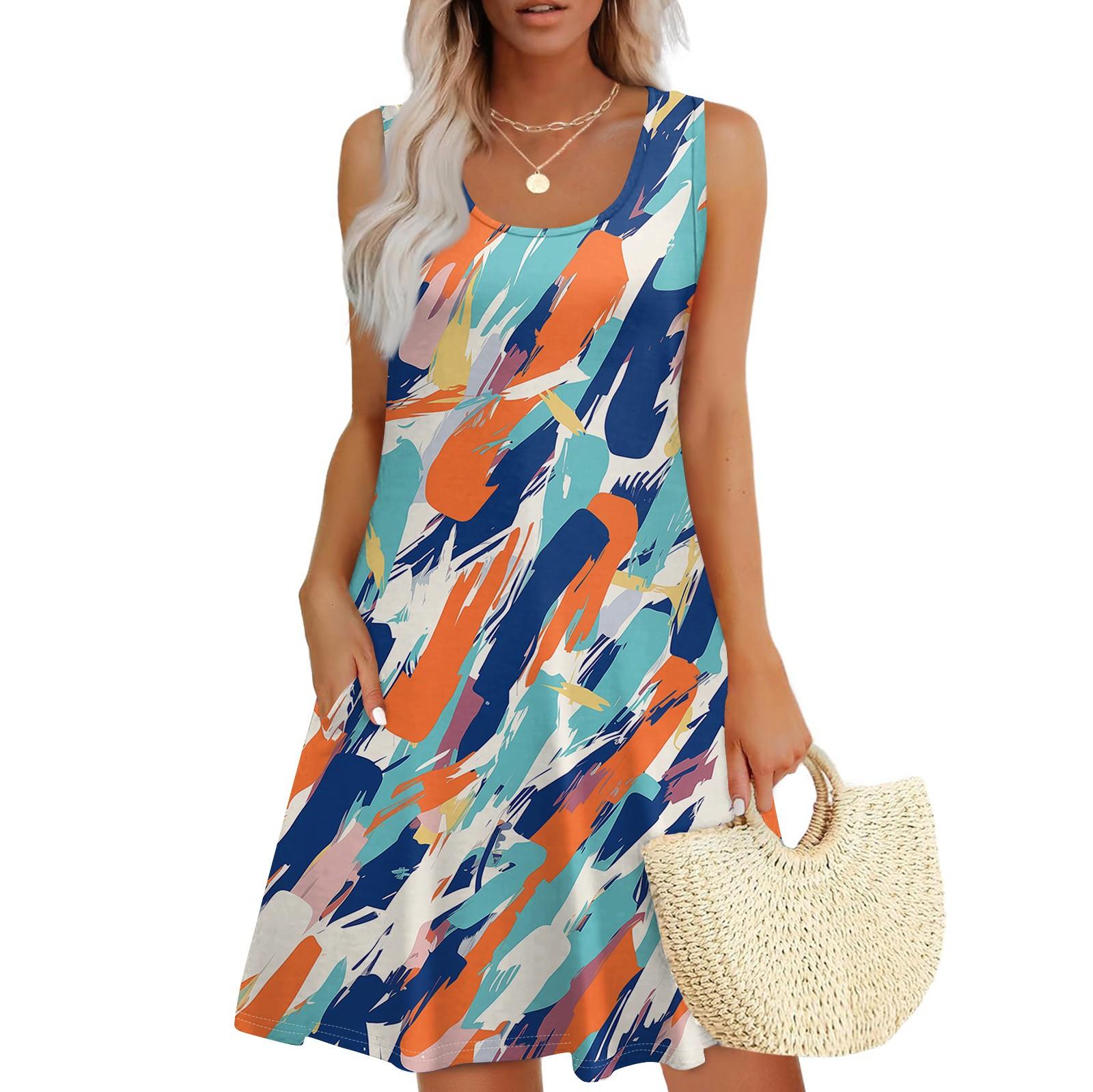 

Женский повседневный сарафан с карманами, летнее пляжное платье в стиле бохо, праздничные платья для женщин, футболки, платья с U-образным вырезом, свободные платья-майки L небесно-голубой