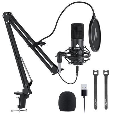 MAONO USB Mikrofon Kondensatormikrofon PC Mikrofon Set Mikrofonständer mit Amstand Aufnahme Liveübertragung YOUTUBE Spielkommentar Heimarbeit