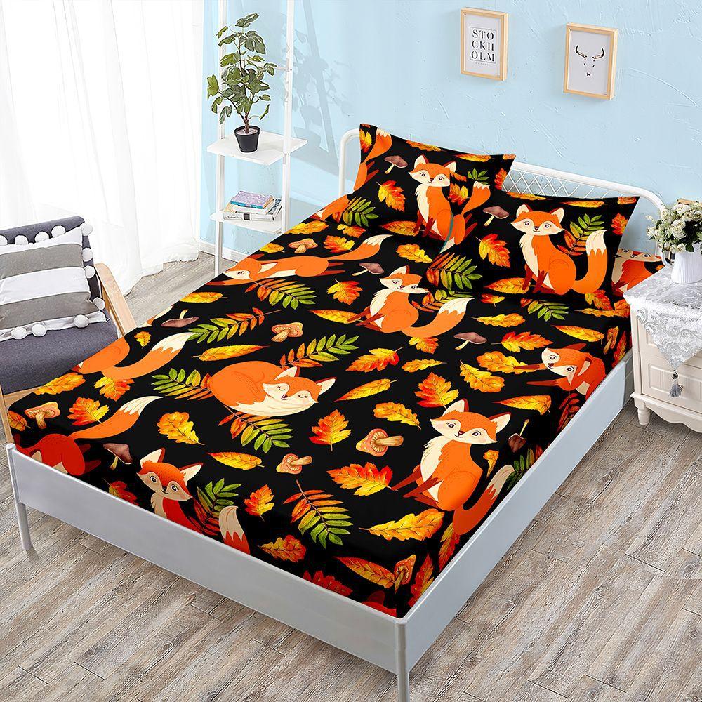Cartoon Three-Piece Animal Fox Unicorn Mattress Mattress Mattress Protective Cover