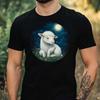 T-Shirt Men Sheep In Moonlight Motif Cotton Size XS To 5XL