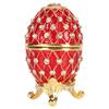 Egg Trinket Box Zinc Alloy Sparkling Rhinestone Exquisite Elegant Metal Jewelry Box for Family Office Storage Red