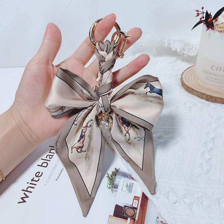 

Современный стильный шелковый шарф-брелок с дизайном бабочки, популярное автомобильное кольцо для ключей StyleF