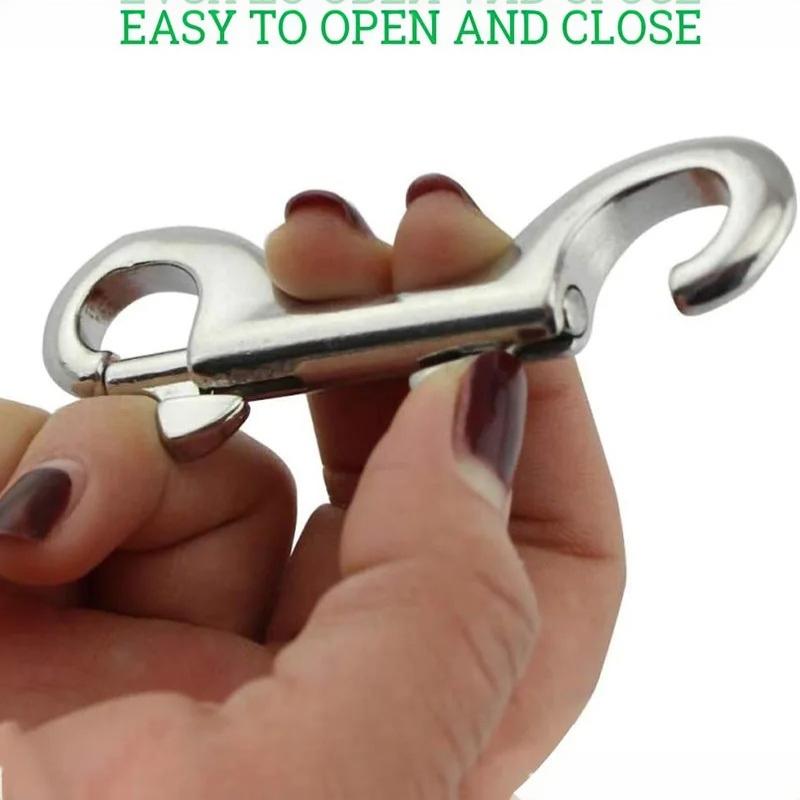 Stainless Steel Dual End Bolt Snap Hook Heavy Duty Anti Rust Clip for Dog Leash Diving Keychain Horse Tack Pet Supplies
