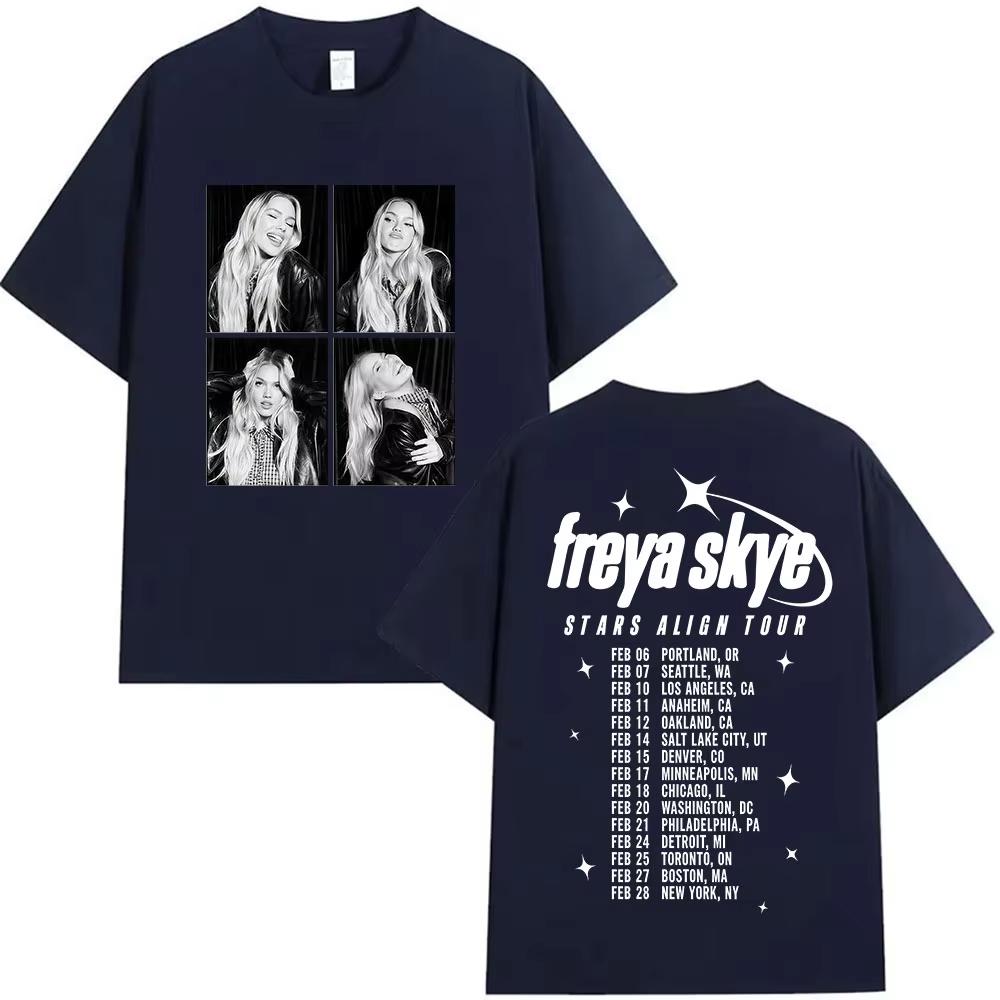 Singer Freya Skye Cotton Unisexs Shirt Summer Oversized Stars Align Tour Album Graphics Womens Yk Hip Hop Streetwear Tshirt