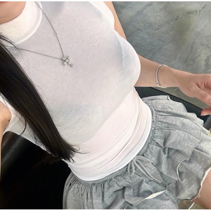 Korean Dongdaemun Women's Sexy High Neck Sleeveless Vest