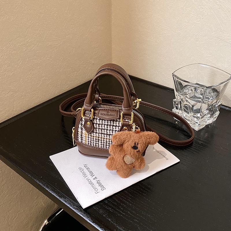 Children's Korean Color Block Mini Crossbody Bag with Earphone and Coin Pouch 2025 Winter Collection