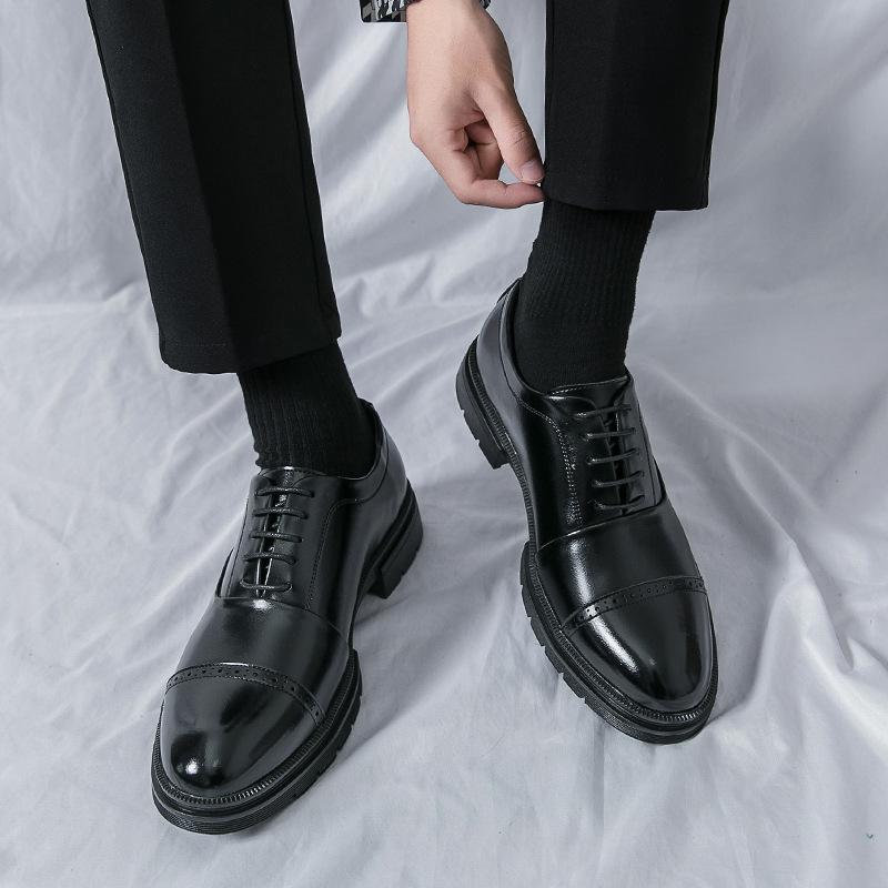 New Block Business Casual Leather Shoes Men's Comfortable and Breathable Tassel One Pedal Sleeve Loafers Men's Series
