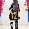 Women Plus Size Round Neck Printed Long Sleeve Layered Top Long Pants Two Piece Set
