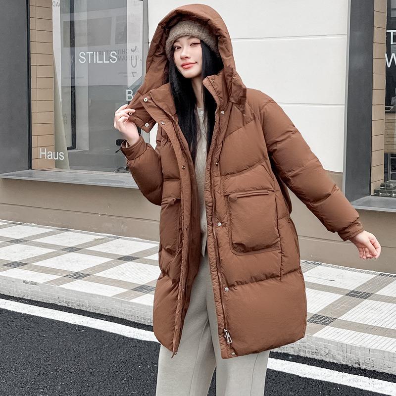 Women's down jacket medium and long thermal jacket winter thickened white goose down jacket trendy sweater