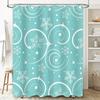 Winter Shower Curtain Set: Aqua Snowflakes Spirals Waterproof Fabric for Bathtub or Bathroom Decor (Set of 2)