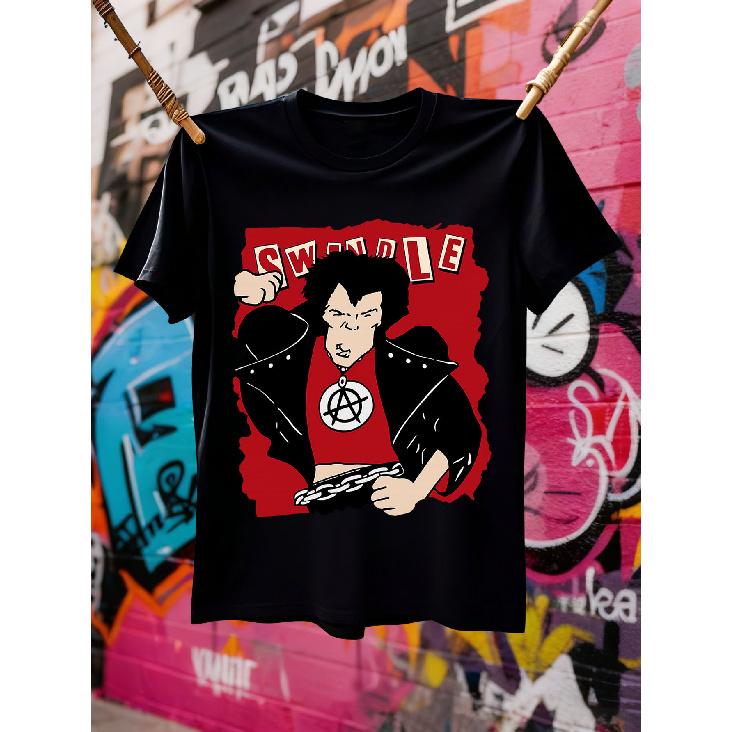 Vicious Punk Swindle T-Shirt | Sid Design Bold Graphic Tee, Crew Neck, Short Sleeve, Vintage Style, All-season Wear, Casual Style, Regular Fit, S чёрный