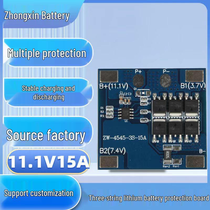 11.1V Lithium Battery Protection Board for High-Power Solar Emergency Storage, 5-15A, with Accessories