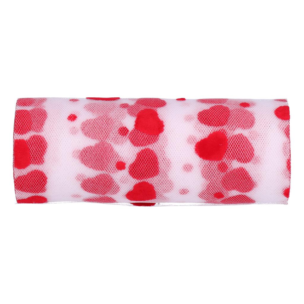 Tulle Rolls 10 Yards Red Heart Shaped Pattern Packaging Ribbon DIY Cutting Romantic Craft