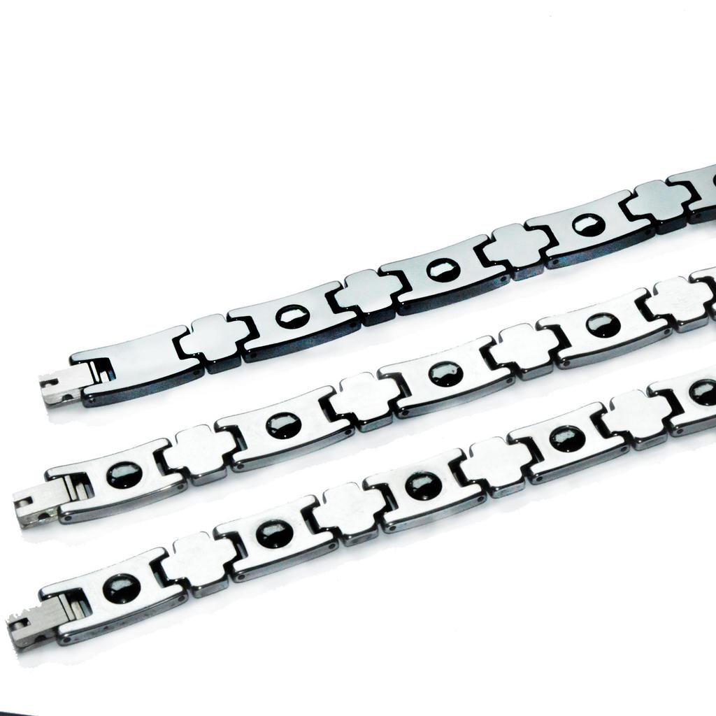 Tungsten Gold Ceramic Men's Magnetic Bangle: Scratch-Resistant, Waterproof, Colorful Shell Inlay