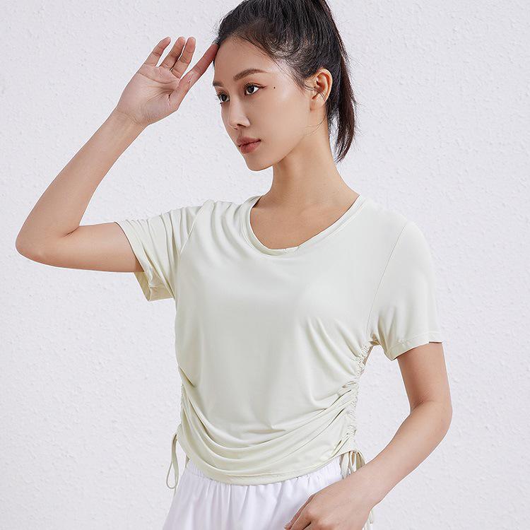 Women's Ice Silk Slim-Fit Quick-Dry Yoga & Running T-Shirt - Short Sleeve, Round Neck, Summer Activewear