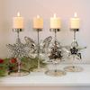 Iron Candle Holders Stand with Christmas Snowflake Star Butterfly Tree Pattern Candlestick for Home Tabletop Decoration
