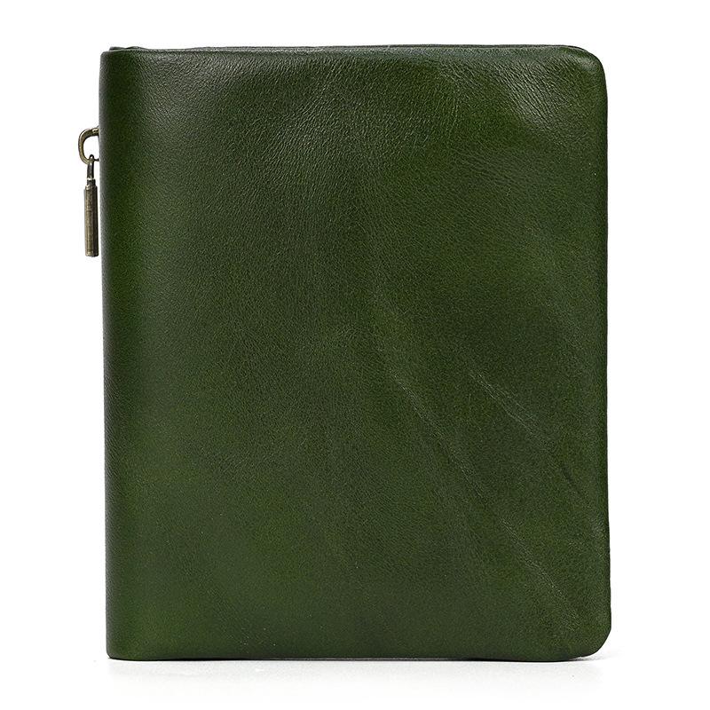 Premium Oil Wax Leather Bi-fold Wallet with Coin Pocket & Multiple Card Slots