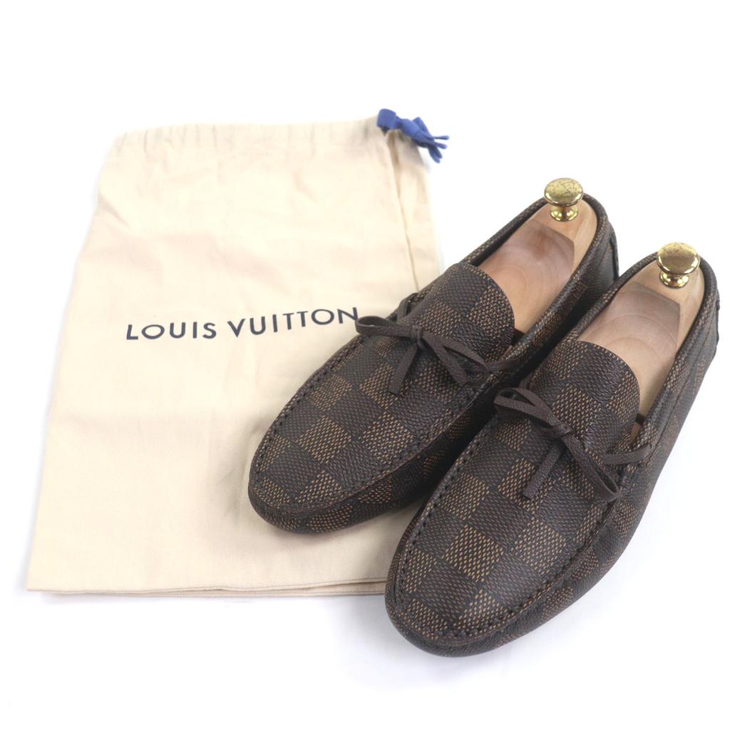 Excellent LOUIS VUITTON Deck Shoes LV Driver Damier Canvas Mens 6.5 1ADGBG Used