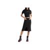 Calvin Klein Solid Color Folded Ribbed Knit Casual Long Skirt Women skirts Black J223352-BEH