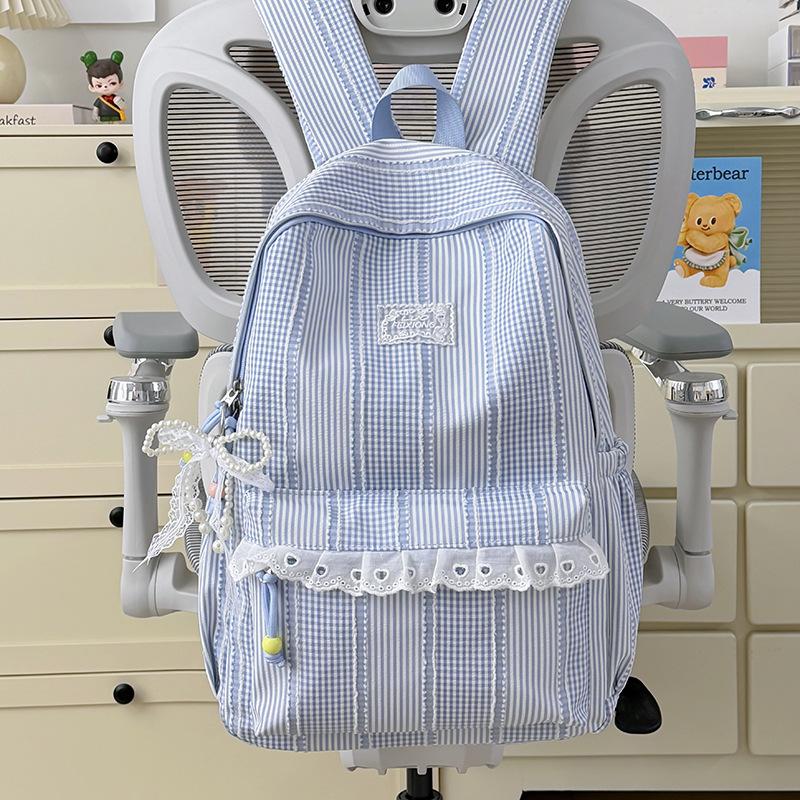 School bag new style for women, INS large capacity high school student leisure travel backpack, candy color-block, sweet style backpack