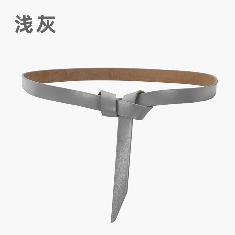 Ladies' New Leather Belt Casual Versatile Pure Cowhide Thin Waistband Knotted Waist With Dress, Suit Waist Cinching Outer Outfit