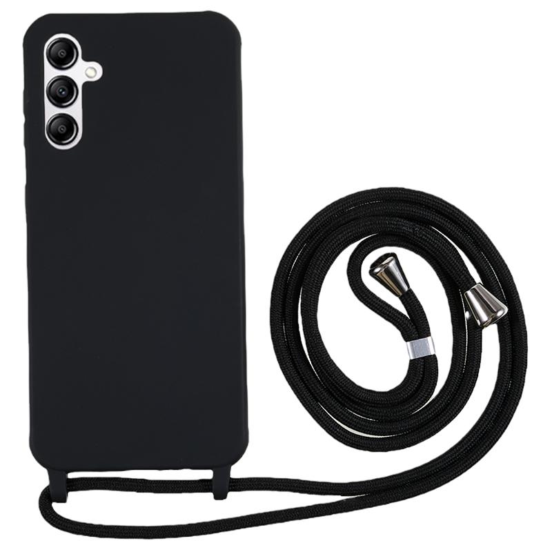 

For Samsung Galaxy A14 5G/4G TPU Case Fall-proof Back Cover with Lanyard Black