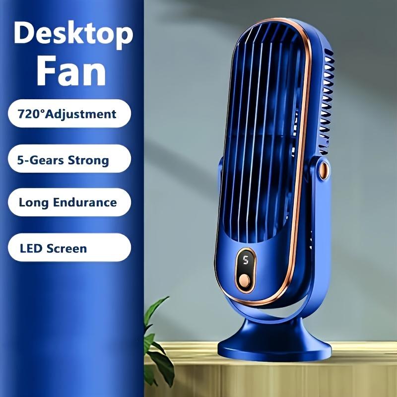 1pc, Rechargeable Portable Fan, Large Battery Dual Motor Home Compact Air Cooler, 5 Speed Air Cooling Fan 720° Surround Blower