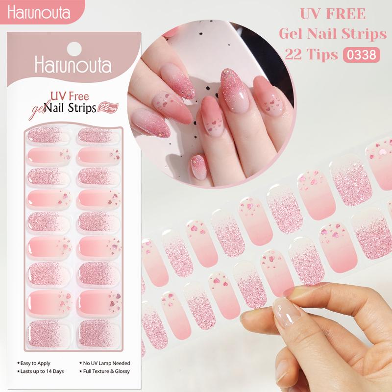 22 stroken UV-vrije nagelgelstrips Gel Lente Seizoen Polish Nagelsicker Harsvrije Kleefstrips voor Nagels Langdurige Wrap