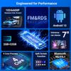 7' Double Din Car Stereo with Wireless CarPlay & Android Auto, Android 13, Bluetooth 4.1, 2GB+32GB, GPS, 25W AMP