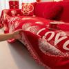 Christmas Style Couch Covers for Sofas Living Room New Year Decoration Chenille Red Throw Blanket Winter Universal Slipcovers