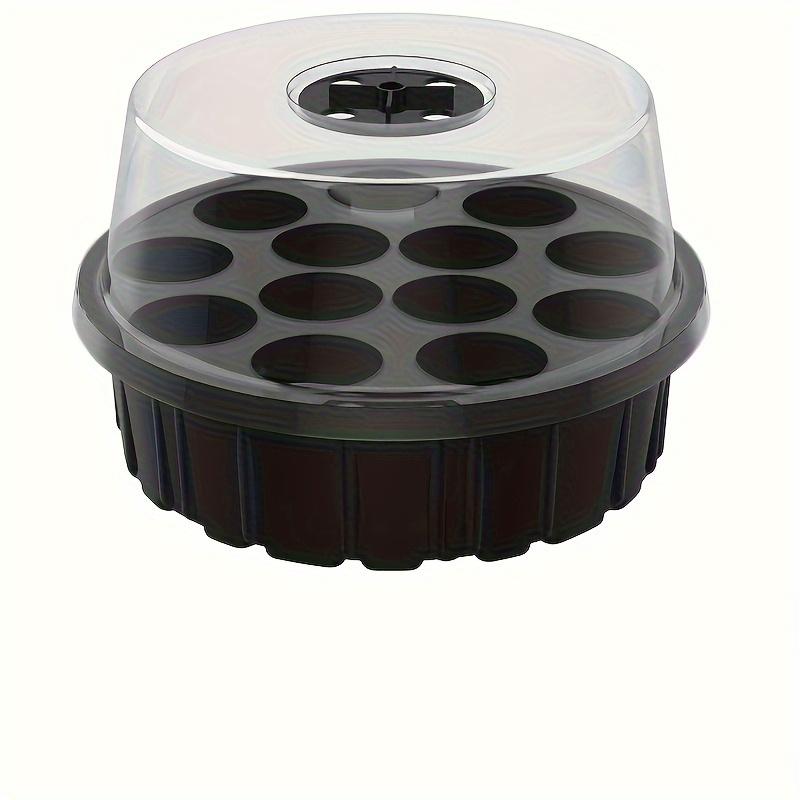 1pc 13-Hole Round Seedling Box - Hydroponic Planting Tray with Clear Grid Lid, Lightweight Durable Plastic for Succulents,Bean Sprouts,Vegetable Seeds