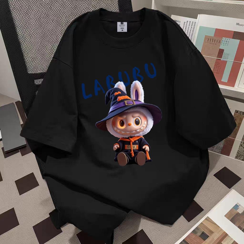 New LABUBU Printed Short-sleeved T-shirt Women's Round Neck Top Cute Casual Fashion Clothes