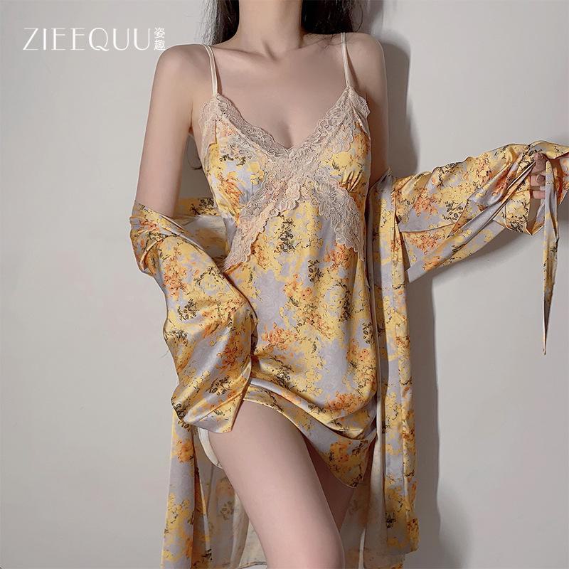 Satin V-Neck Suspender Nightdress with Chest Pads & Crisscross Back - Sexy Loungewear for Women