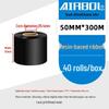 110x300m Wax & Resin Full Resin Water Washable Thermal Transfer Ribbon Roll for Barcode Label Printers.