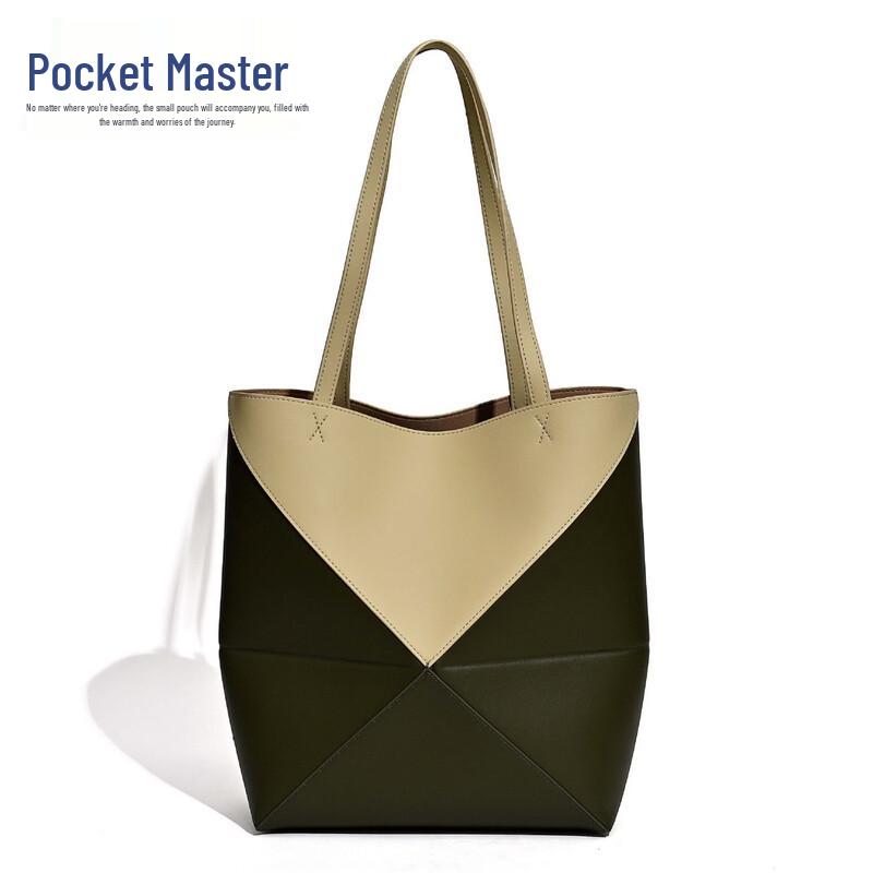 Douxiaozhu Puzzle Geometrická Deformovatelná Hovězí Kůže Skládací Tote Taška přes Rameno