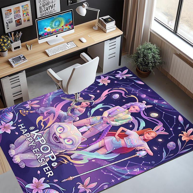 Covor cu Model KPop Demon Hunters, Covoraș de Interior/Exterior, pentru Picnic, Cameră de Jocuri, Dormitor, Birou, Sufragerie, Covor Decorativ pentru Casă, Cadou de Ziua de Naștere