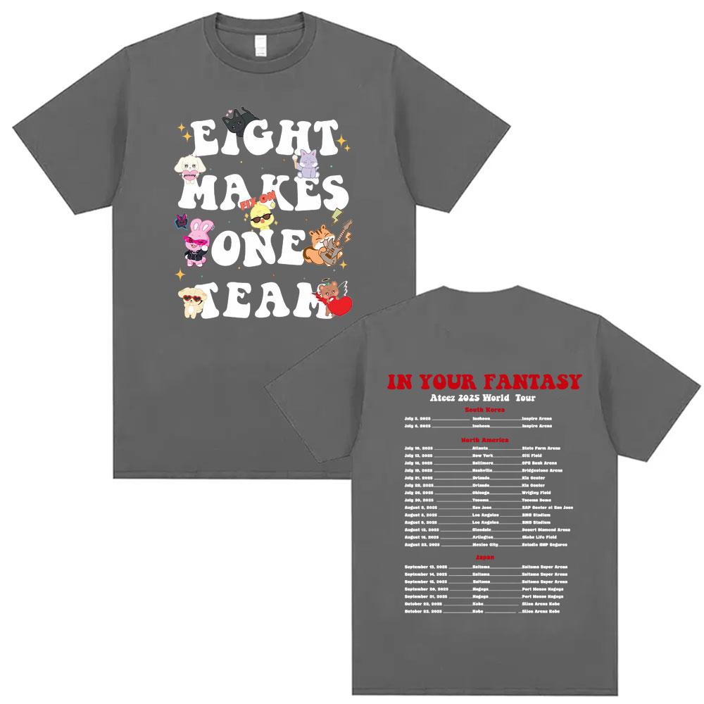 Kpop Ateez in Your Fantasy 2025 World Tour Tee Shirt for Men Harajuku Hip Hop 100_ Cotton T-shirt Fashion Hombre Comfort T Shirt