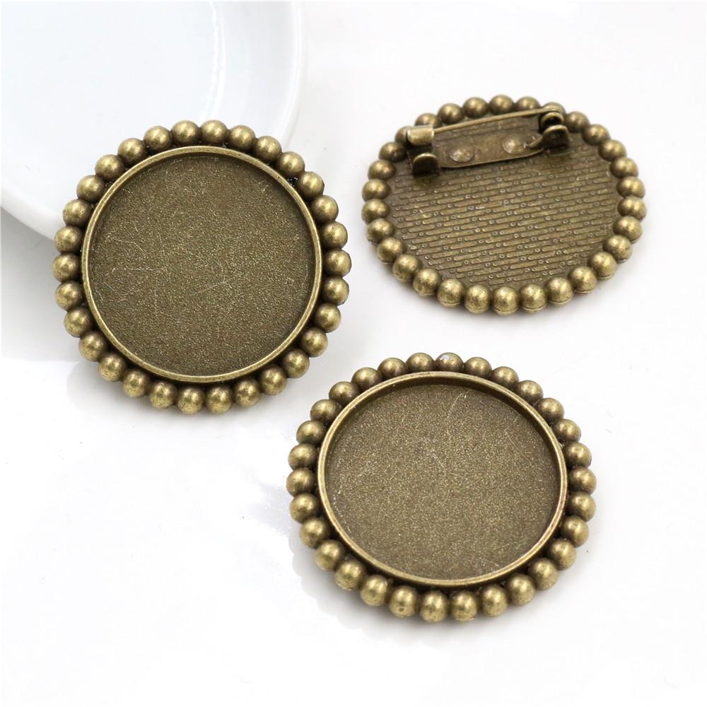 New Fashion 5pcs 25mm Inner Size Antique Silver Plated and Antique Bronze and Antique Gold Color Brooch Cabochon Base Setting