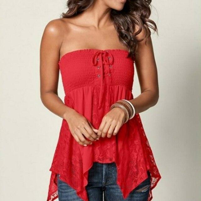 Blusa Sexy de Amarrar Camisa Moda Feminina Top Tubinho Camiseta Renda Patchwork Tops e Blusas Femininas Verão Casual Sem Mangas Roupas