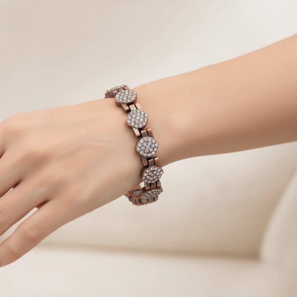 Stainless Steel Magnetic Bracelet High Polished Magnet Counter Static Bangle Rust-Proof Smooth Rhinestone Wrist Chain Business Present