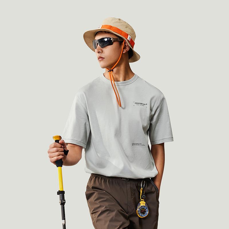 Li-Ning CF Letter Print Loose Fit Round Neck Short Sleeve T-Shirt Unisex Tops Gray ATSU617-3