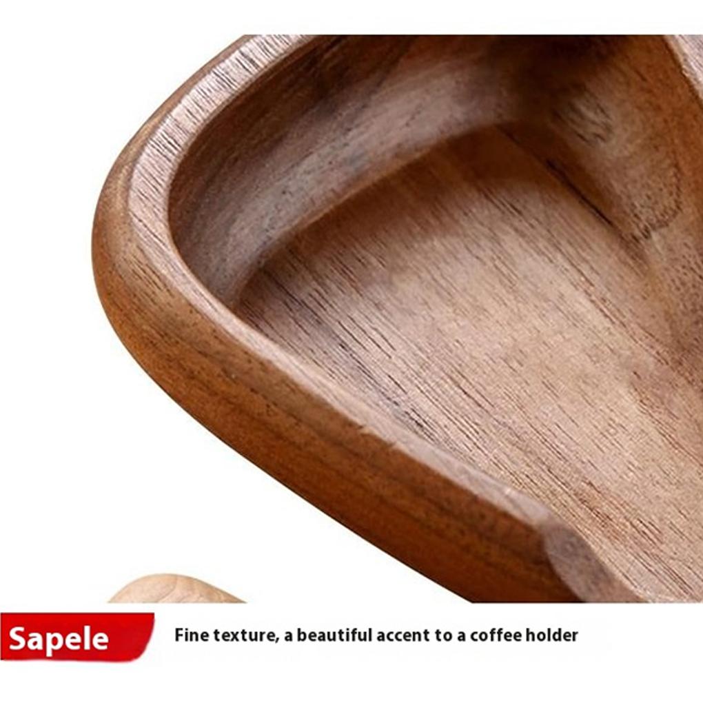 Wooden Coffee Bean Dosing Bowl With Small Spoon Rest Natural Walnut Wood For Coffee Dosing Cup