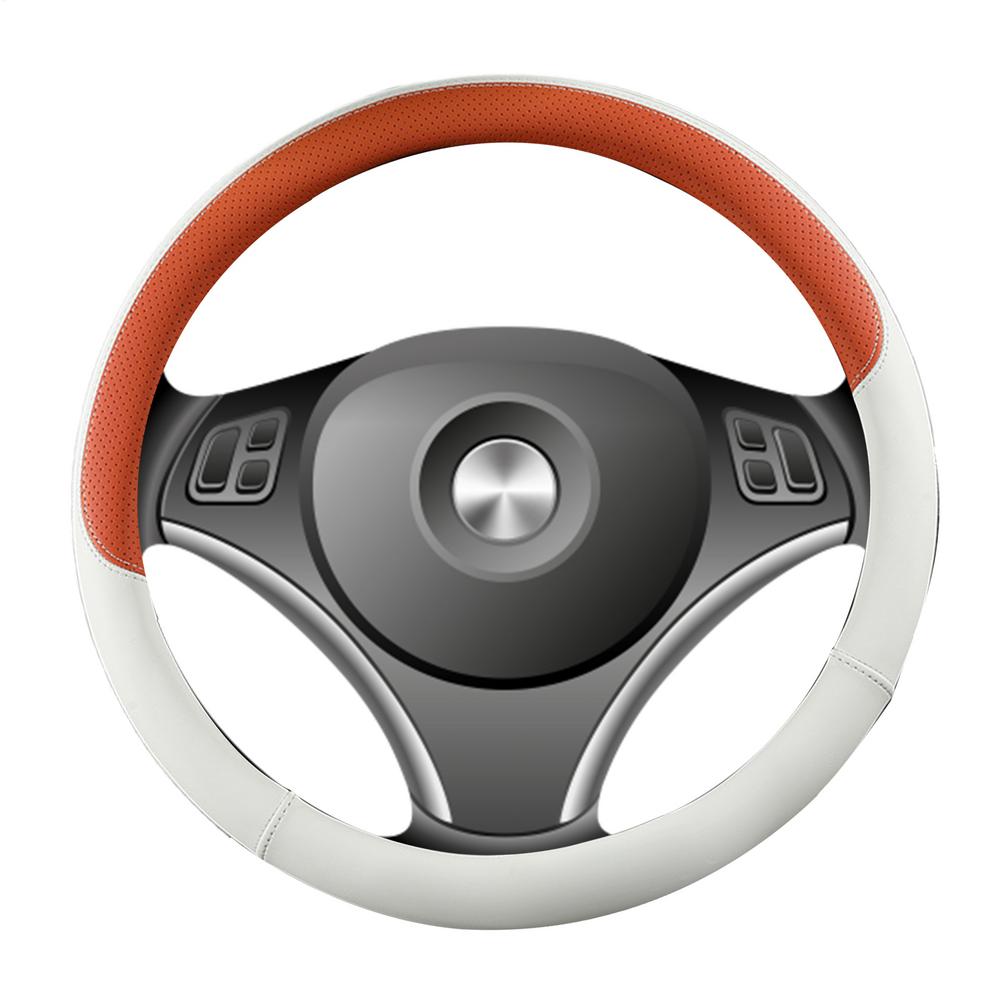 Nappa Leather Car Steering Wheel Cover Thin Steering Sleeve Wrap Sweat-Absorbent Wheel Wrap Non-Slip Cover For Most Vehicles