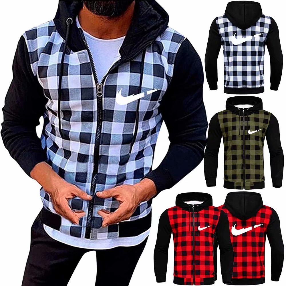 blue flannel moletom com capuz mens