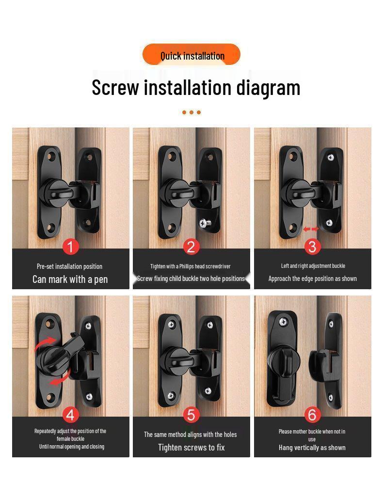 90° Zámek na posuvné dveře (stodolové dveře): Západka bez vrtání, Spona na posuvné dveře, Bezpečnostní šroub