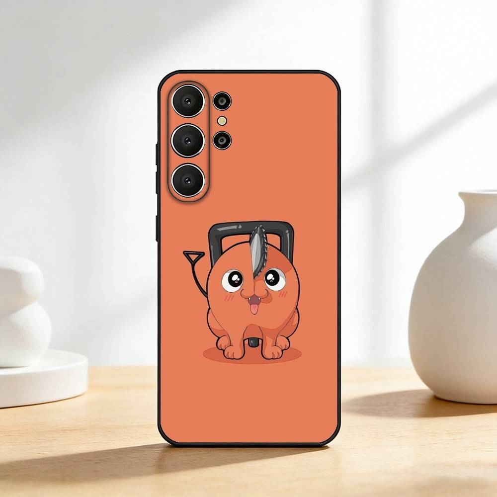 P-pochitas Anime Chainsaw Man Phone Case For Samsung S26,S25,S24,S21,S22,S23,S30,Ultra,S20,FE,Lite,10,9,Black Cover