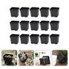 OUNONA Stylish Black Plastic Plant Set with for Succulents and Gardening Supplies Small, Mini, Pots, 15-Piece Holes, Square, Cacti, Lightweight,